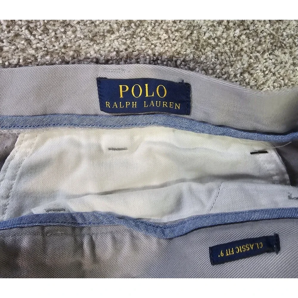 Ralph Lauren Shorts Men Sz 40 9in Inseam Stretch Classic Fit Chino‎ White Pony